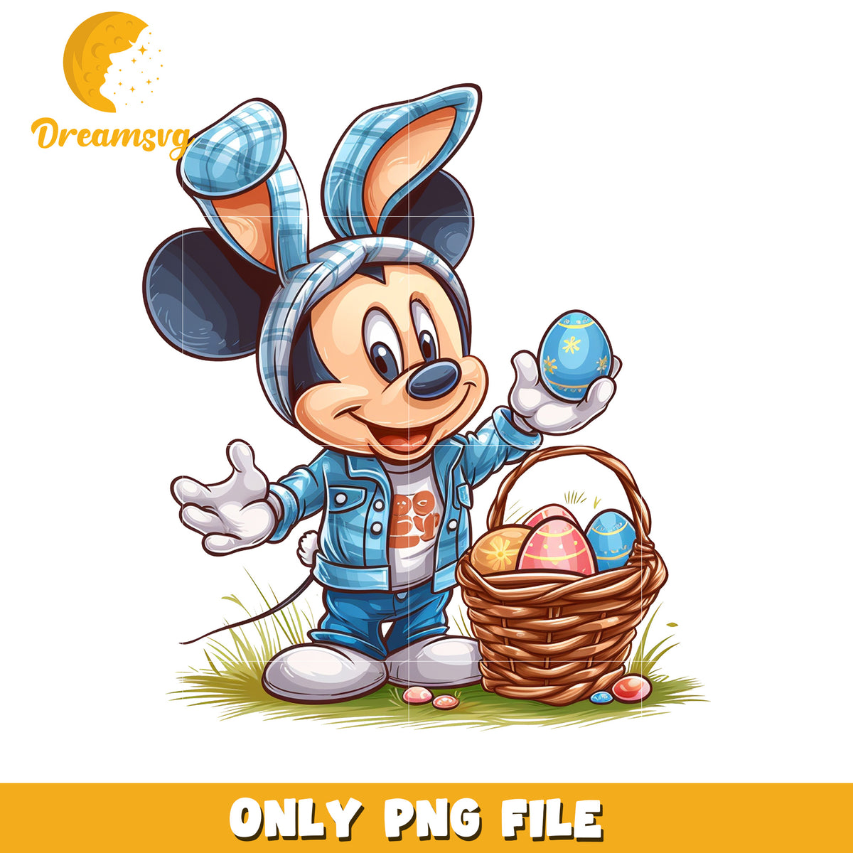 Mickey Spring Graphics Adorable Bunny Mickey Easter PNG File for Spring Crafts – DreamSVG Store