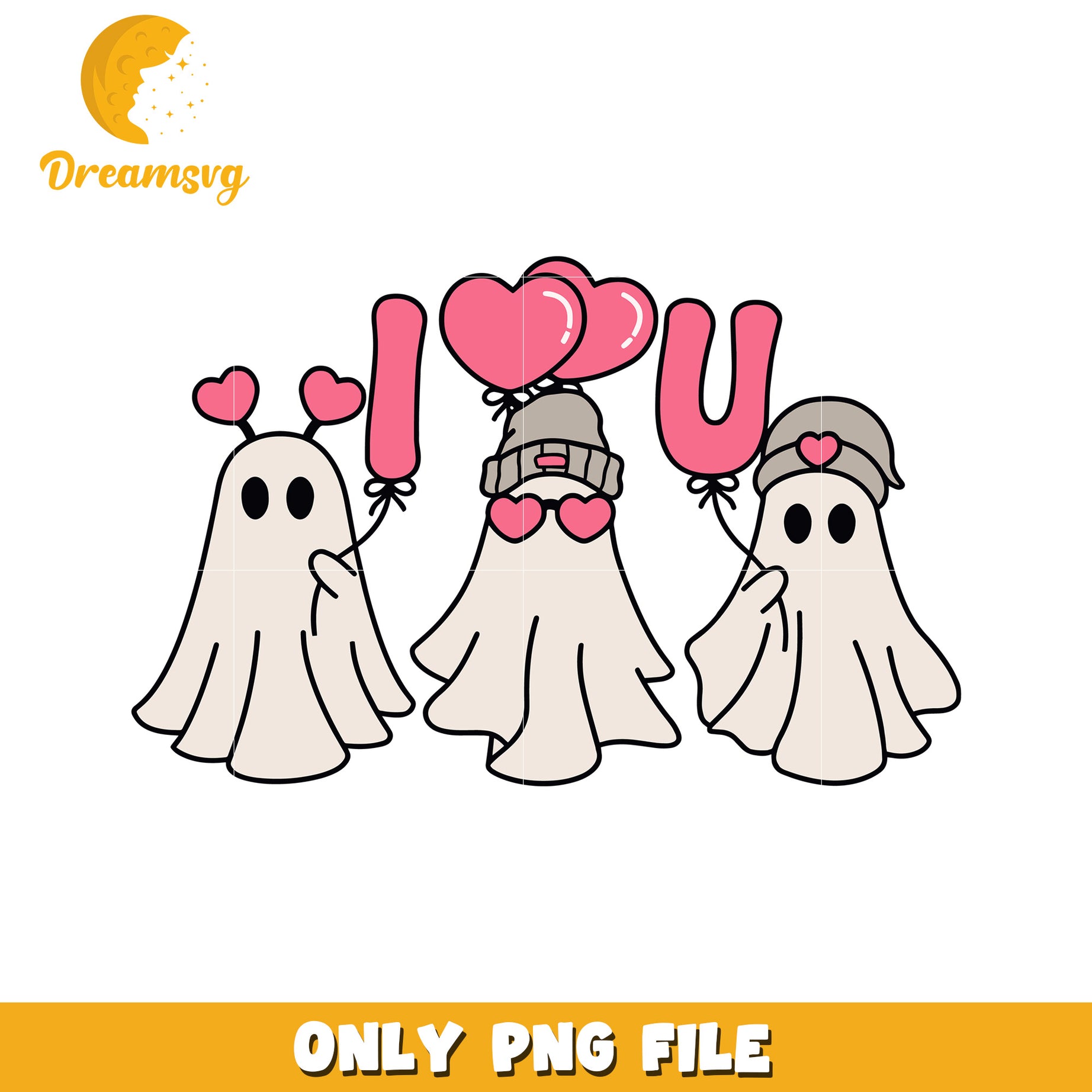 Adorable Ghosts I Love You PNG File for Print Use