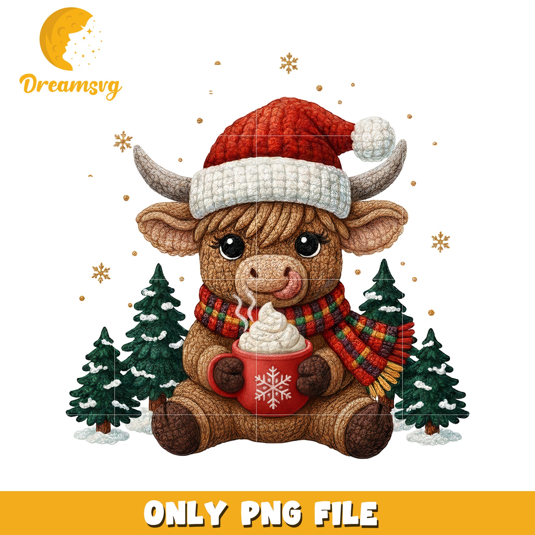 Adorable christmas cow png, christmas 2025 png, christmas gifts png
