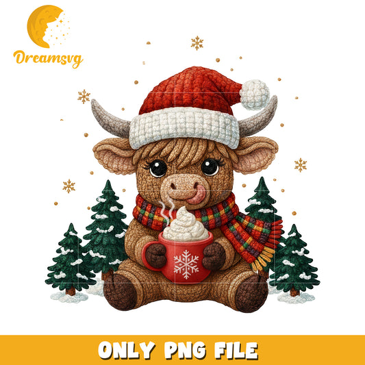 Adorable christmas cow png, christmas 2025 png, christmas gifts png