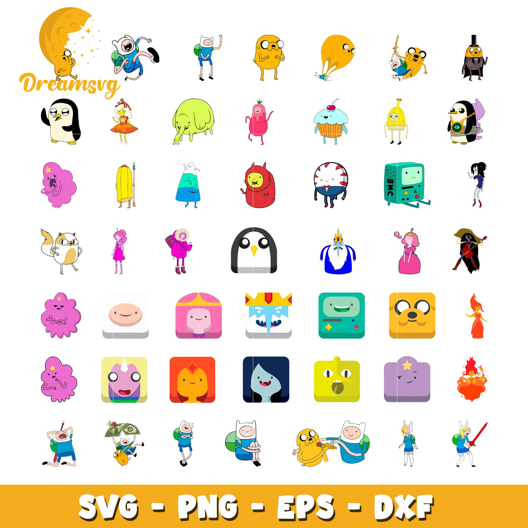 Members adventure time cartoon design bundle svg, adventure time​ svg