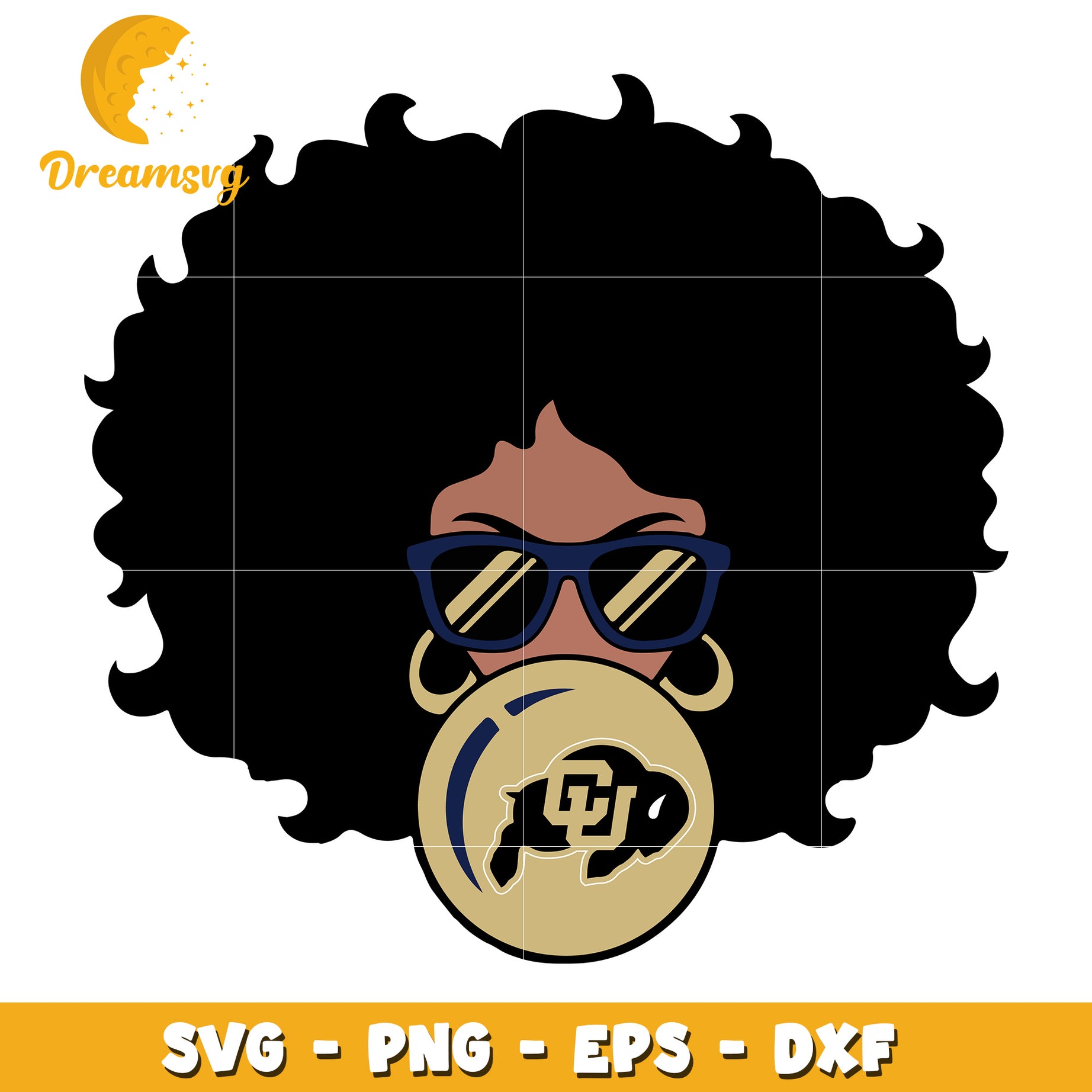 Afro Woman Bubble Gum CU Buffalo SVG PNG