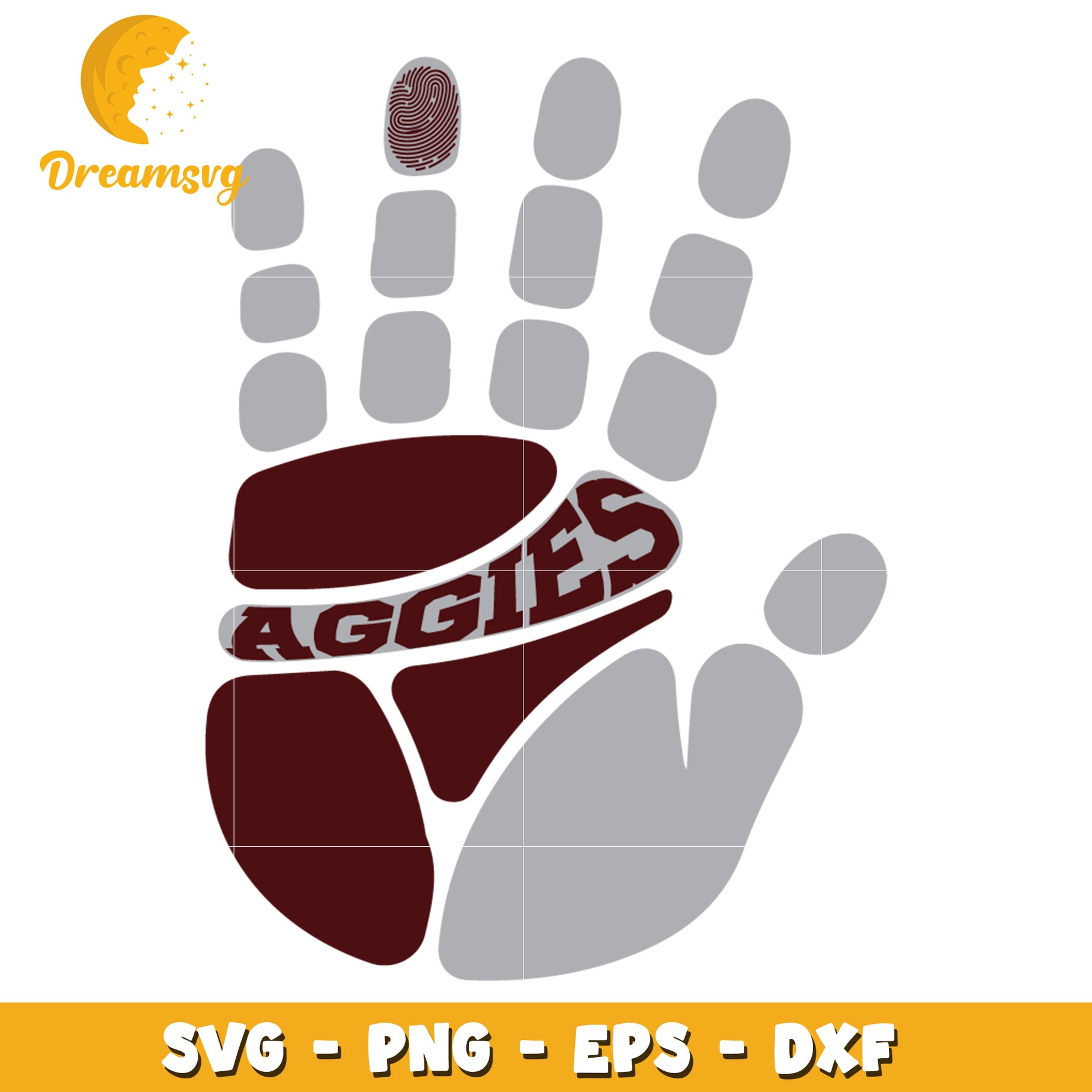 Aggies Handprint SVG PNG EPS DXF Cut File