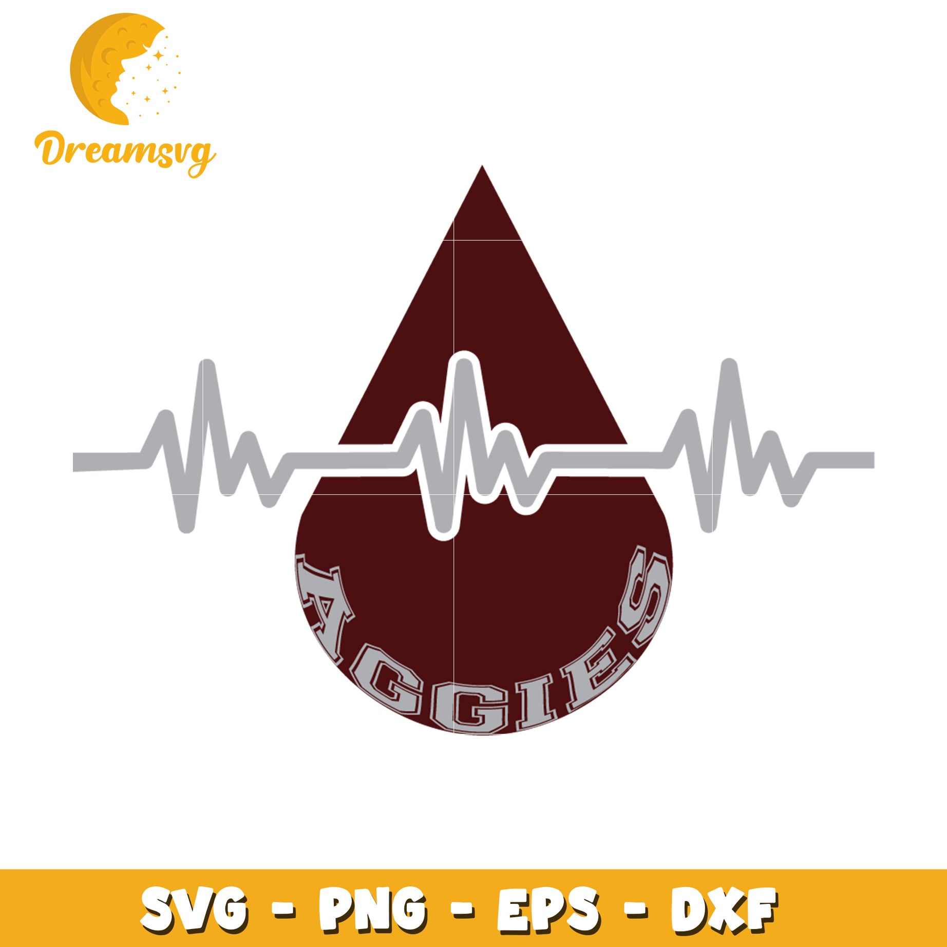Aggies Heartbeat SVG Design Stylized Blood Drop Graphic