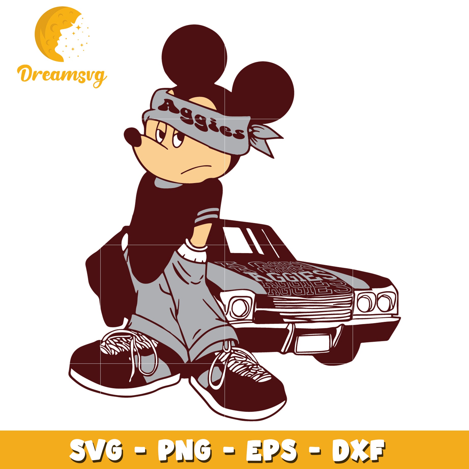 Aggies Mickey Mouse Car SVG PNG EPS DXF