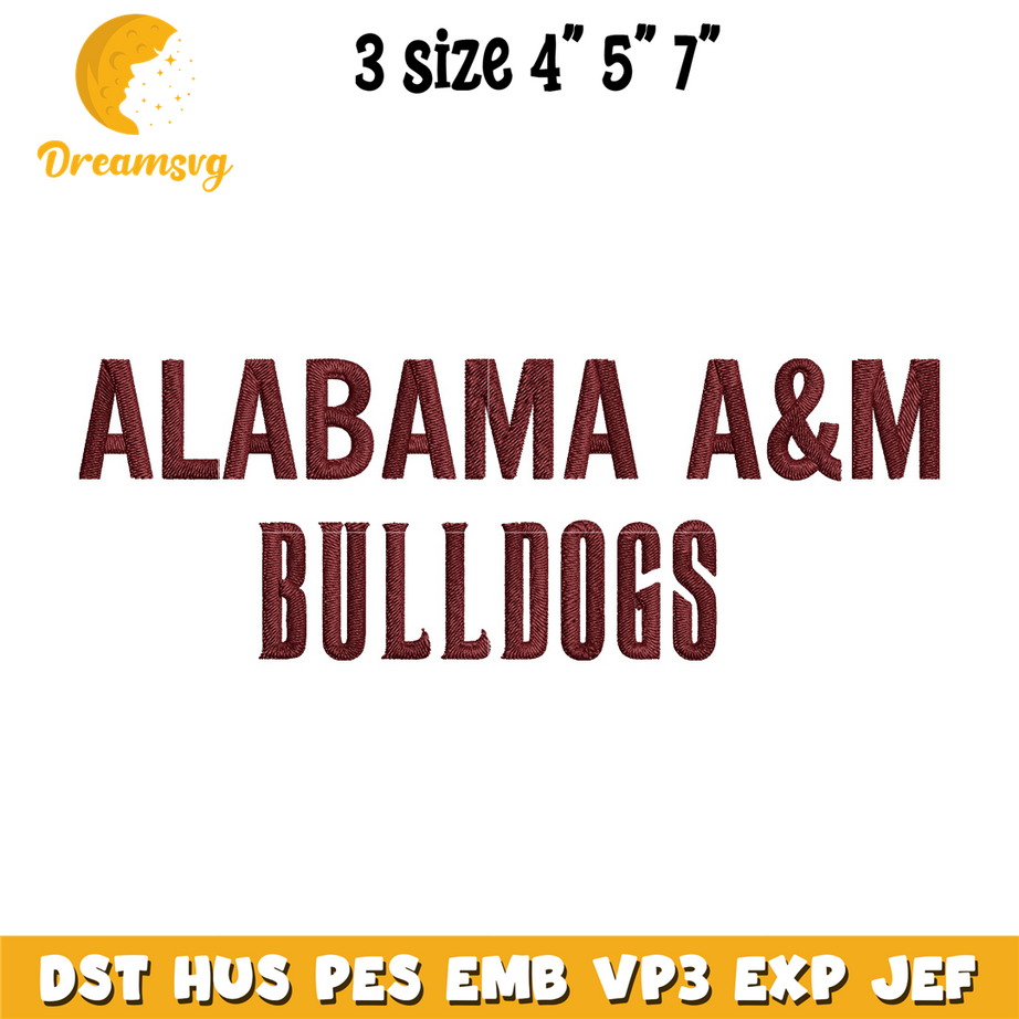 Alabama AM Bulldogs logo embroidery design, NCAA embroidery, Embroidery design,Logo sport embroidery,Sport embroidery