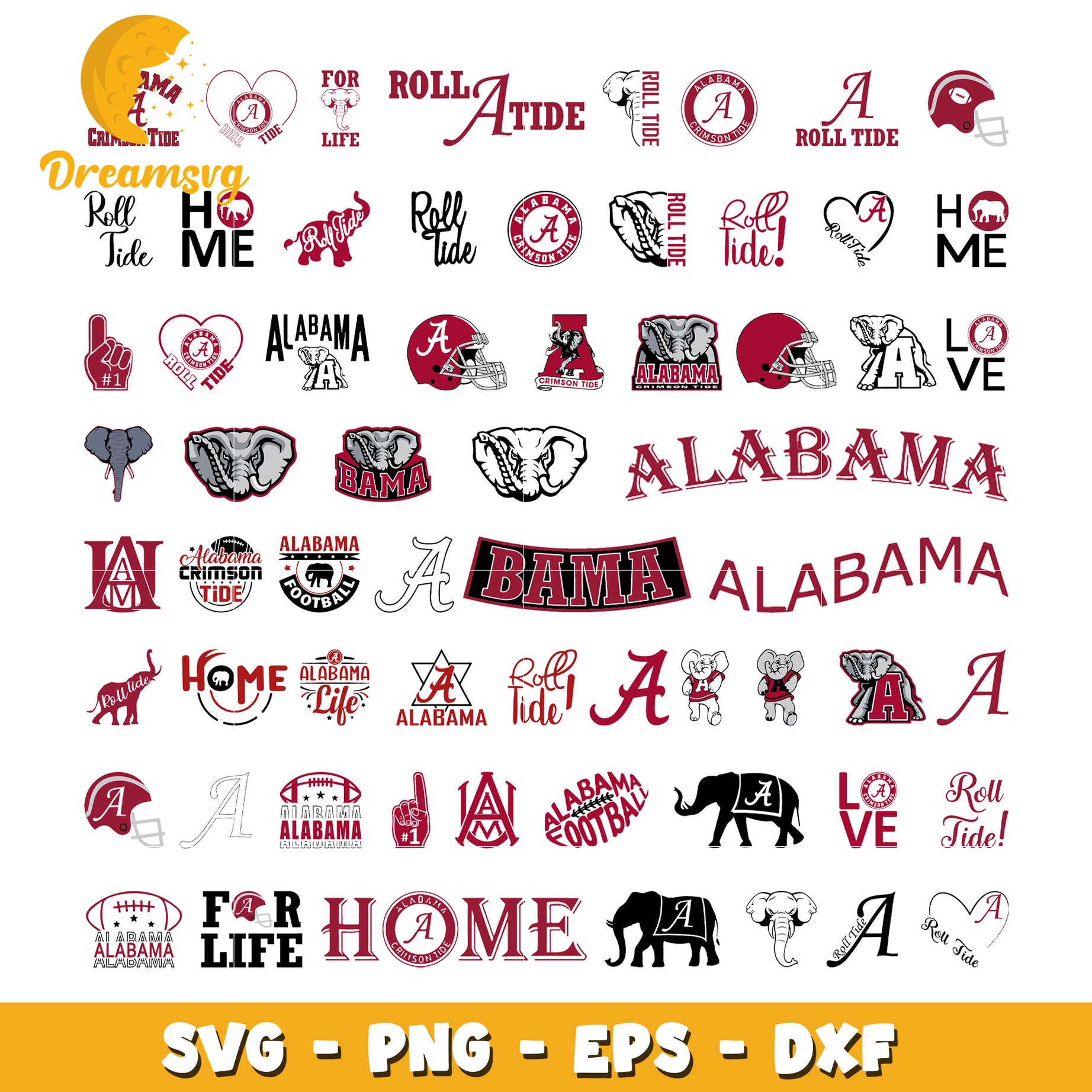 Logo alabama crimson tide design bundle svg, alabama crimson tide football​ svg