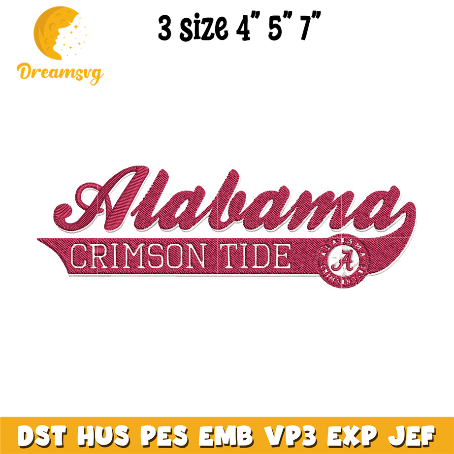 Alabama Crimson logo embroidery design,NCAA embroidery,Sport embroidery, Logo sport embroidery, Embroidery design.
