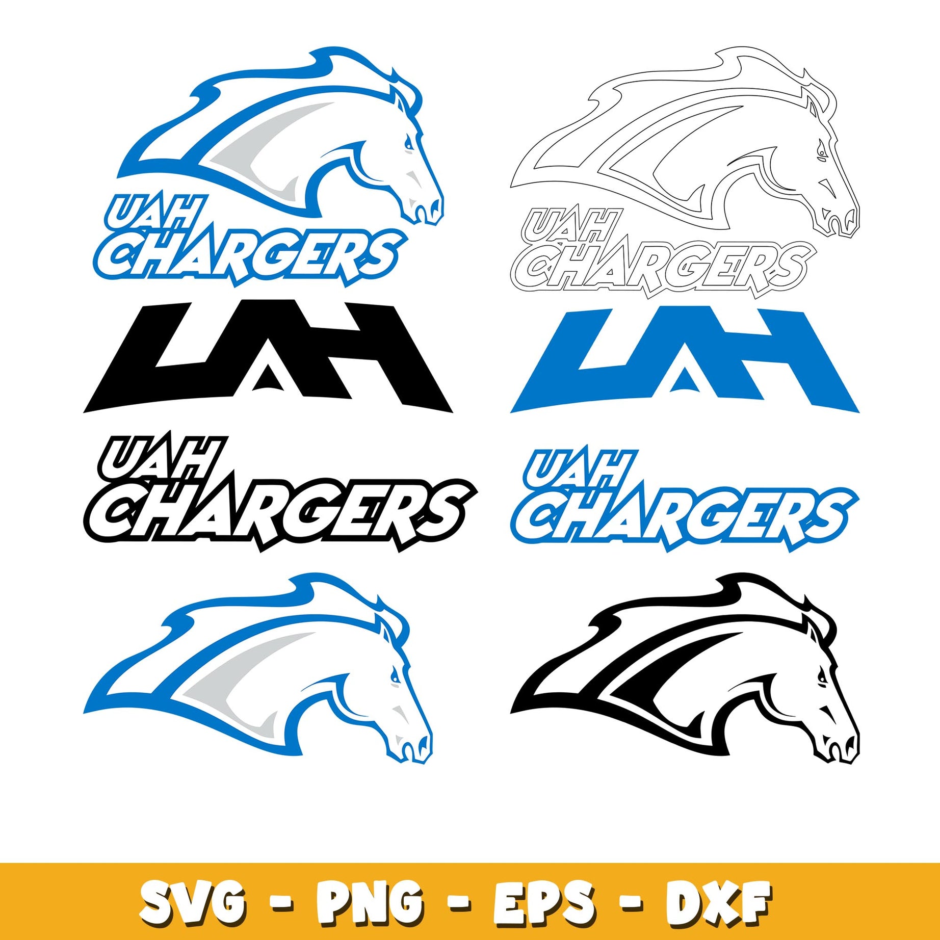 Alabama Huntsville Chargers bundle svg, Alabama Huntsville Chargers logo  svg, ncaa svg 