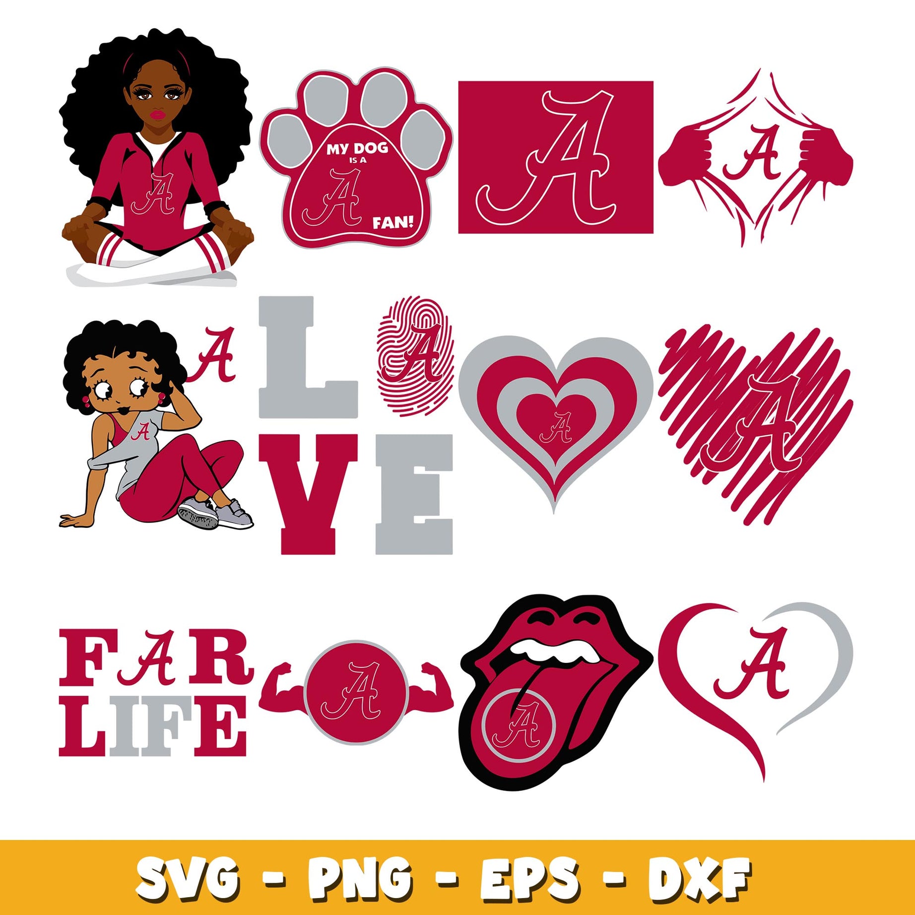 Love Alabama Crimson Tide bundle svg, Alabama Crimson Tide logo svg, ncaa svg 