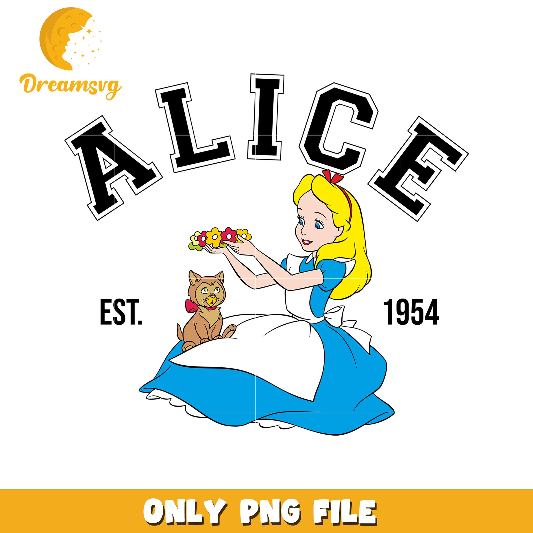 Alice in Wonderland PNG File with Vintage Design 1954