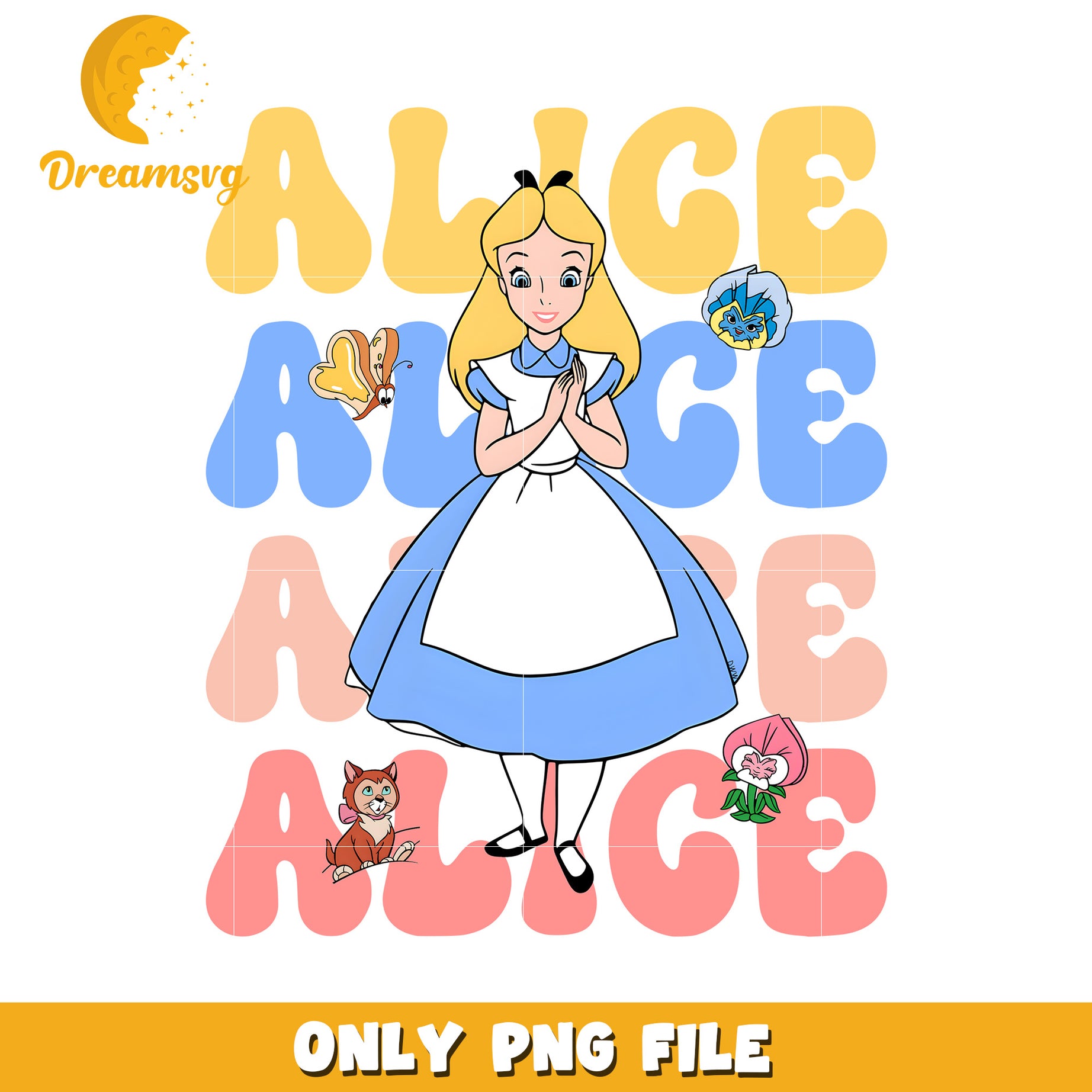 Alice in wonderland png, alice character png, wonderland design png