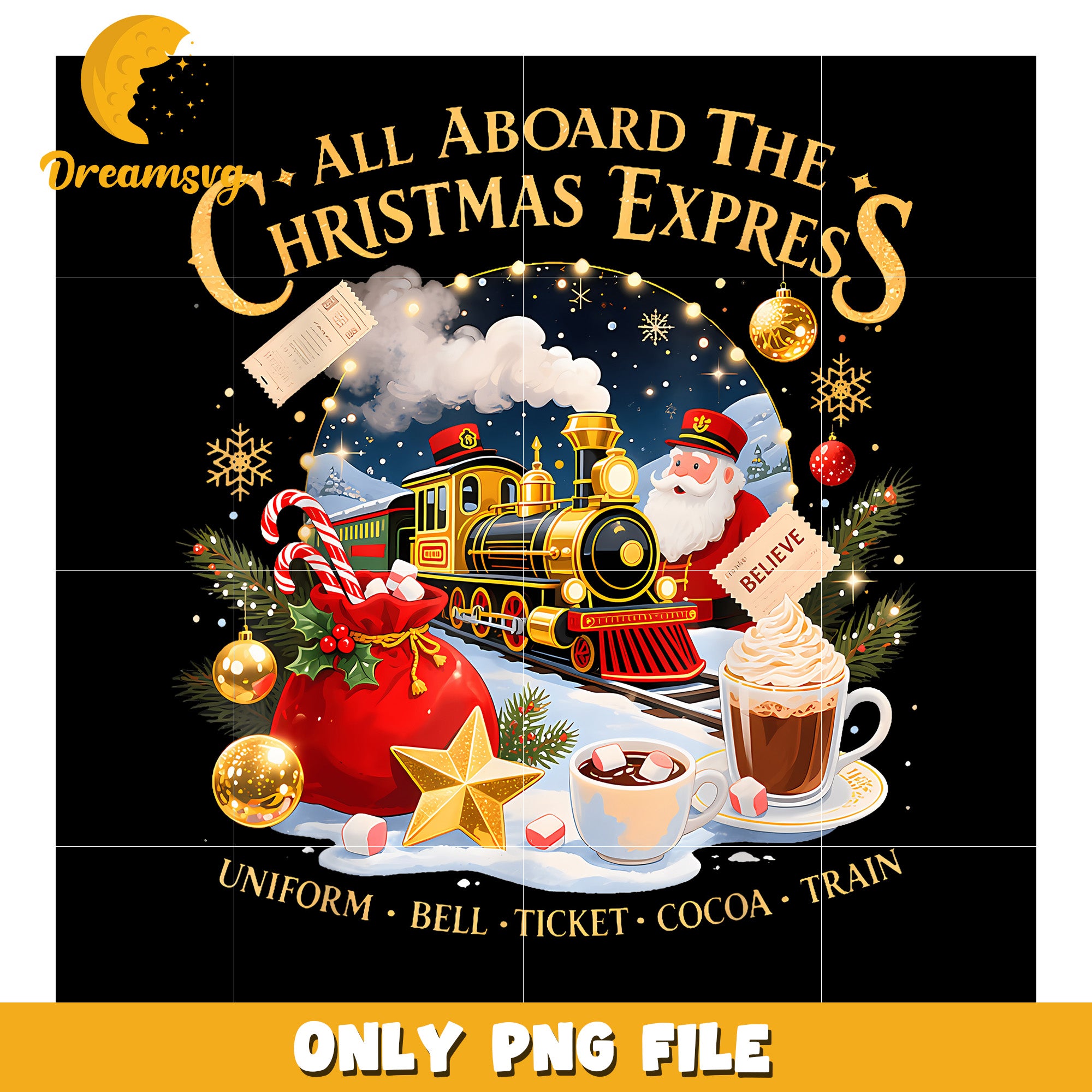 All Aboard The Christmas Express png, funny christmas png, christmas tree png