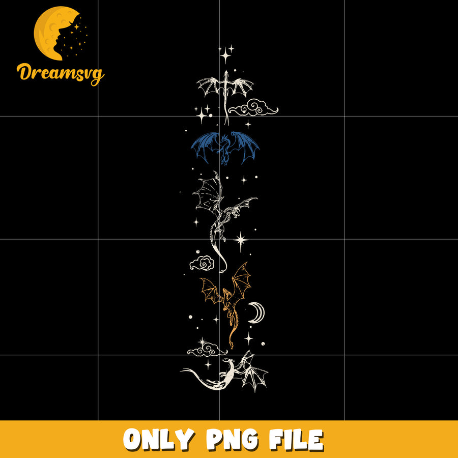 All dragons in fourth wing png, fourth wing dragons png, dragon riders png