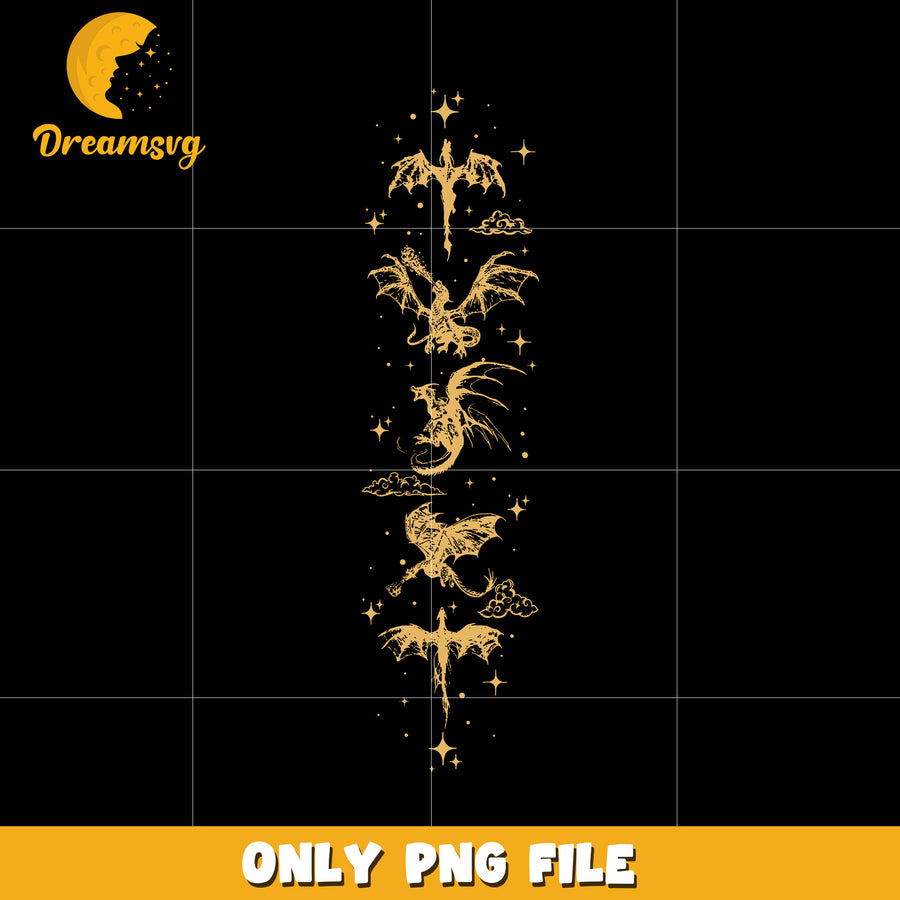 All dragons in fourth wing yellow png, fourth wing dragons png, dragon riders png