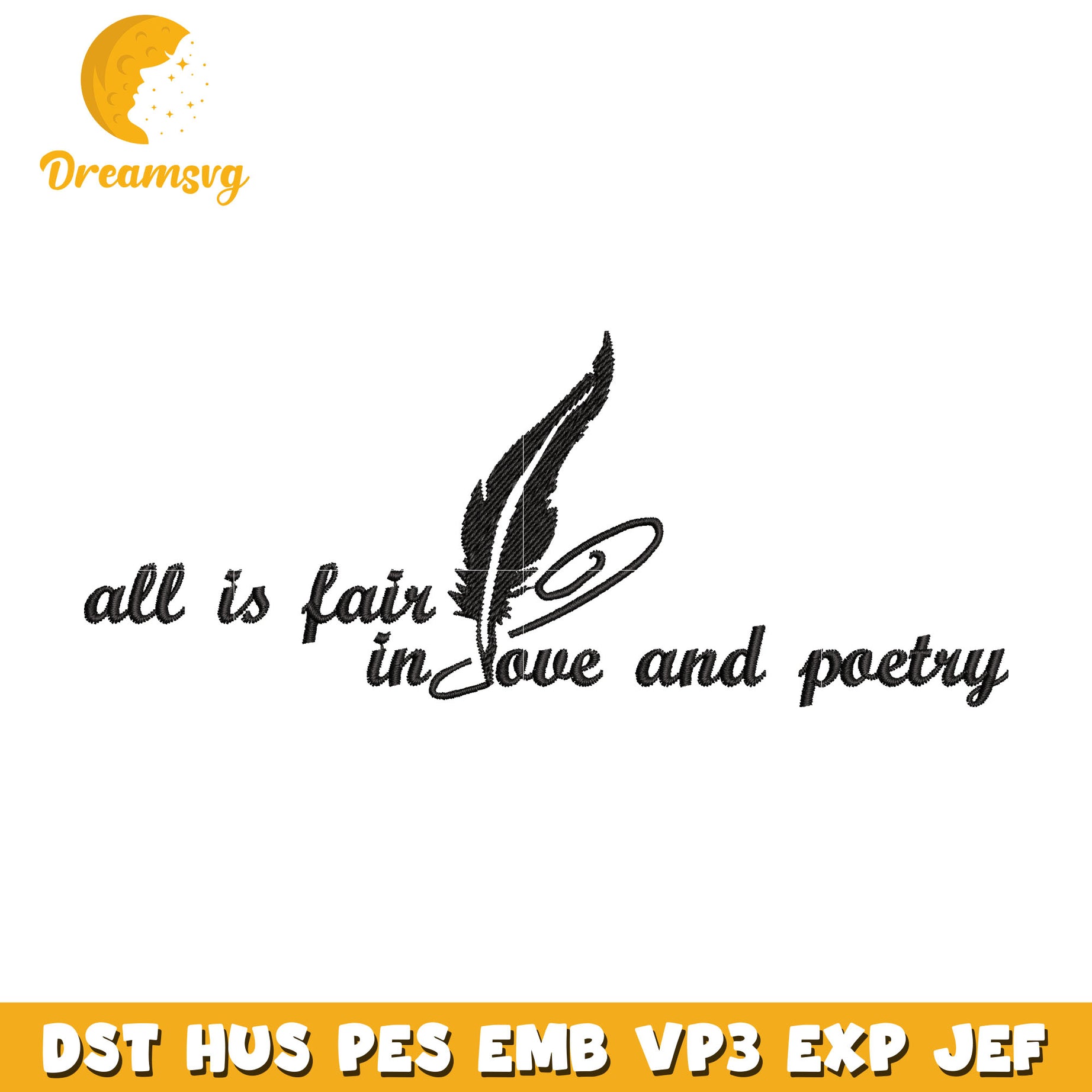 All is fair in Love and poetry embroidery design