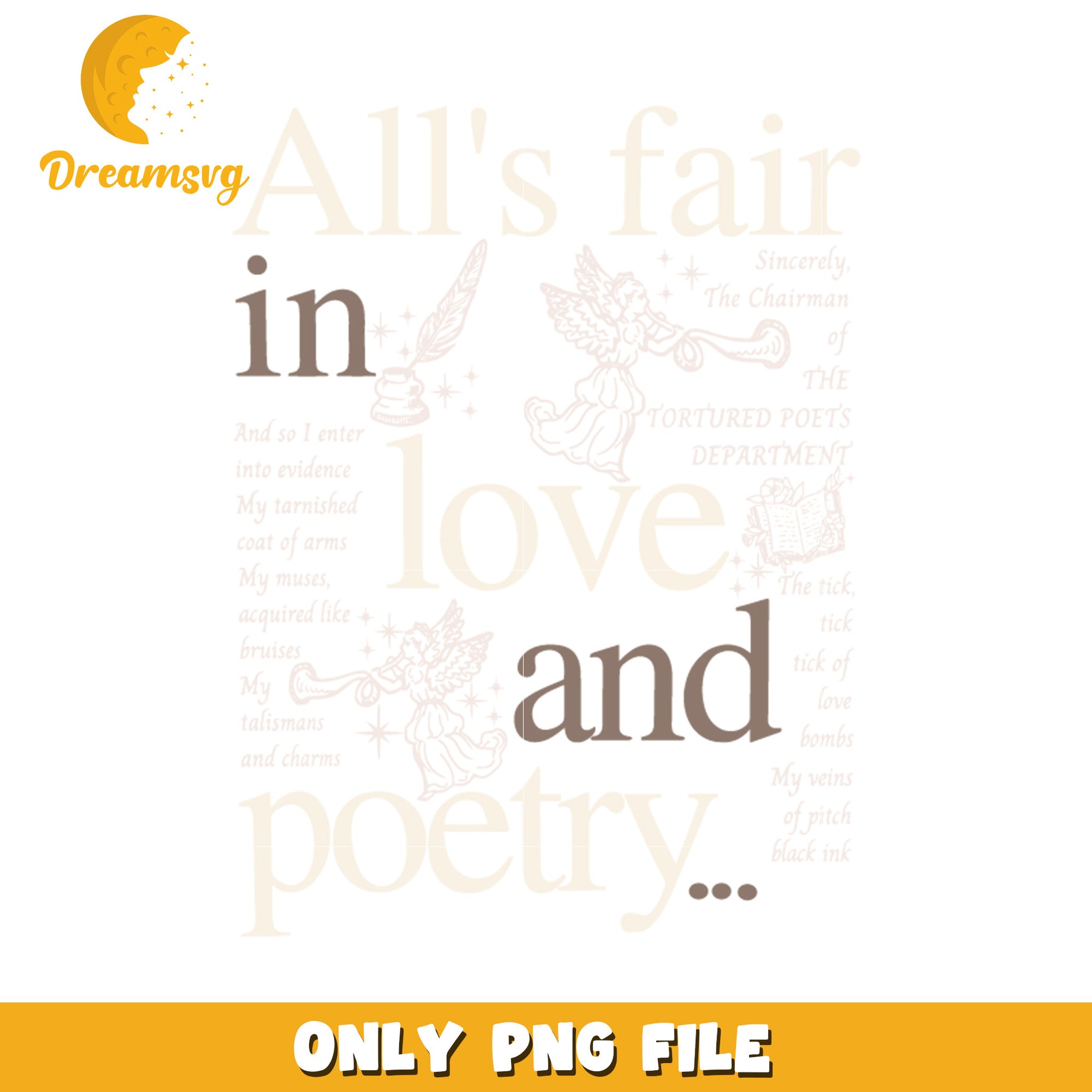 Alls fair in love and poetry font design png, christmas day png