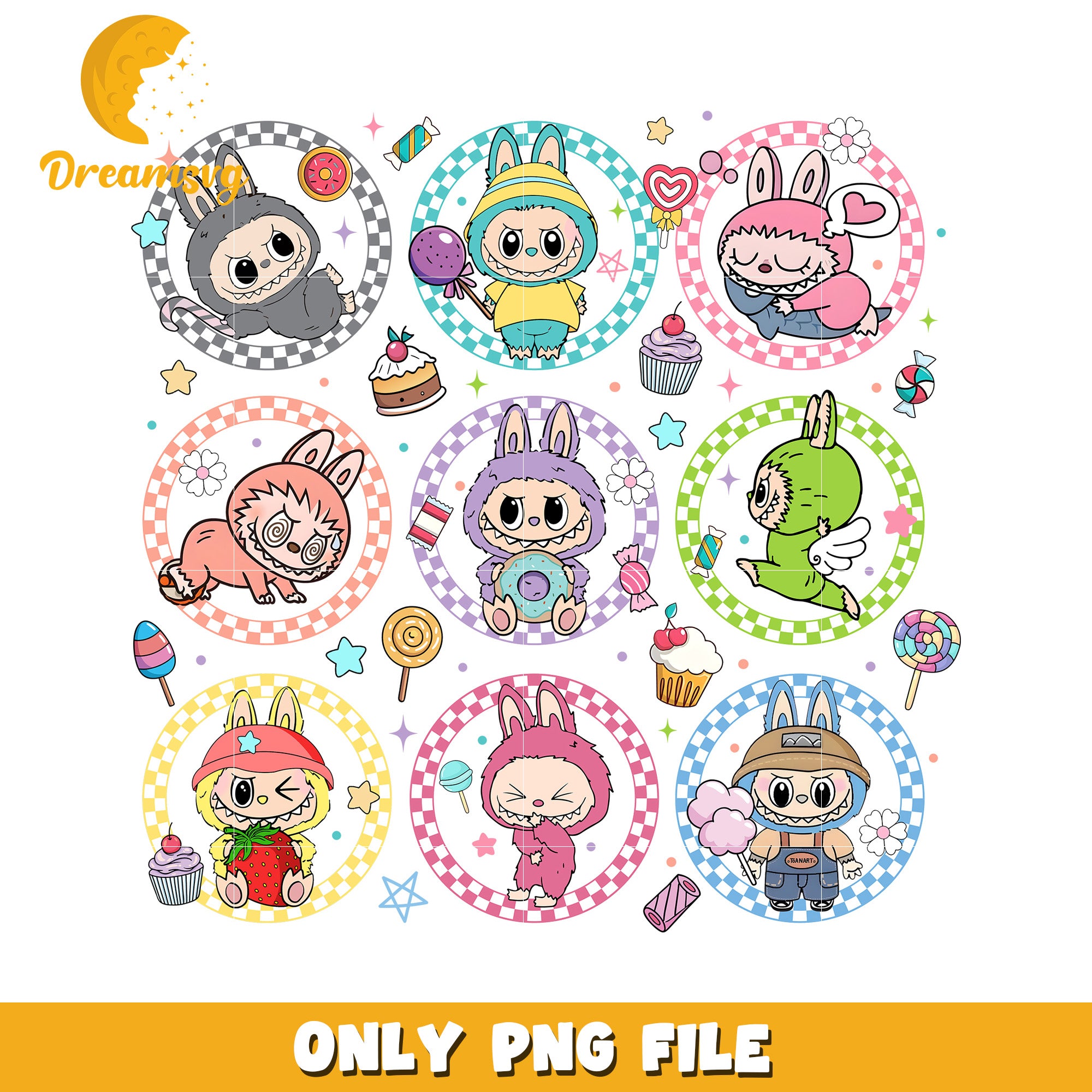 All types of labubu png, all popmart characters​ png, labubu art​ png