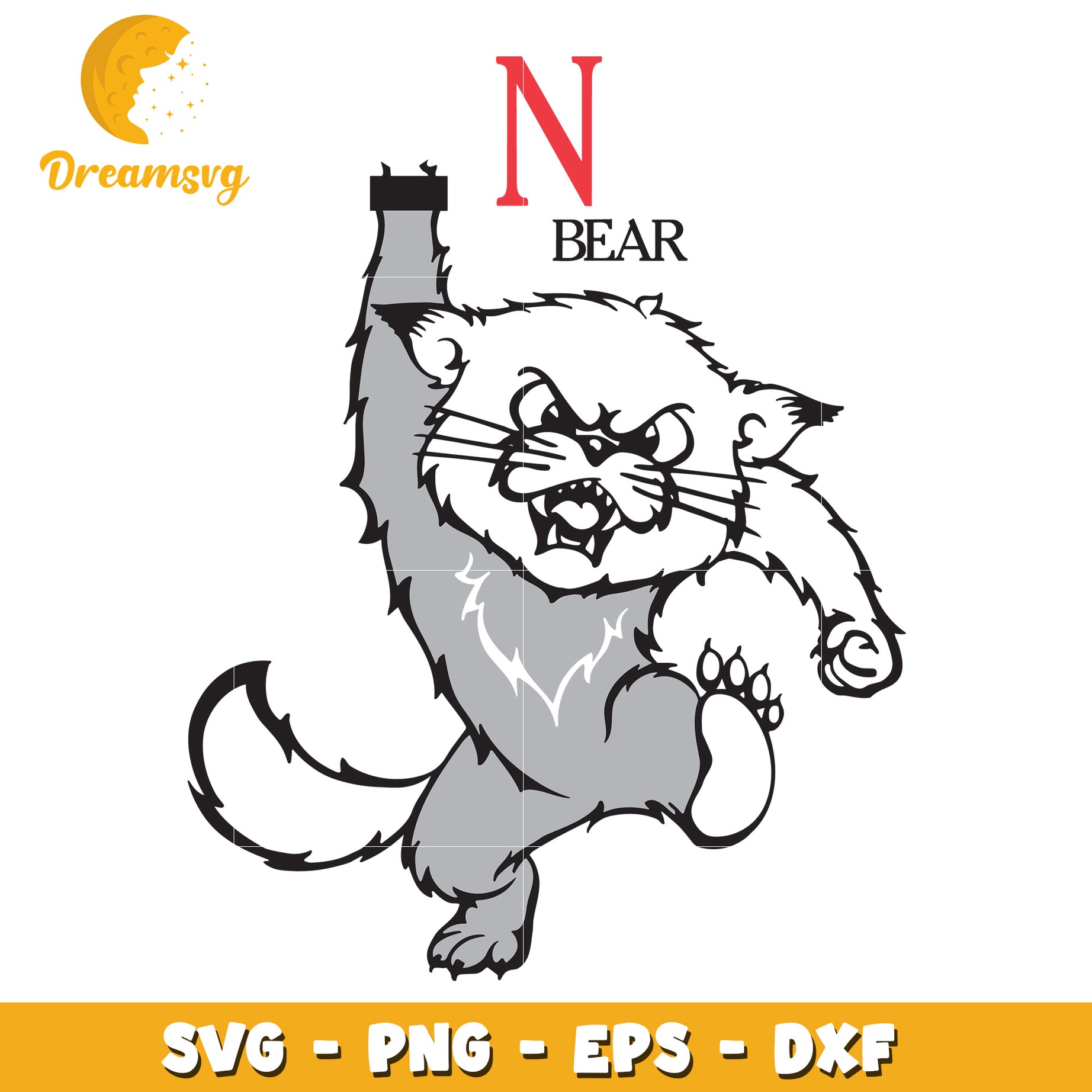 Alphabet Bear N SVG PNG EPS DXF