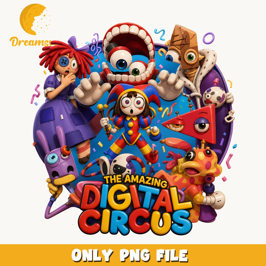 Amazing Digital Circus 3D Round PNG, Characters, Fan