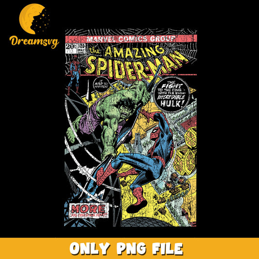 Amazing Spider-Man Vs Hulk Vintage Comic Cover PNG, Marvel, Retro PNG