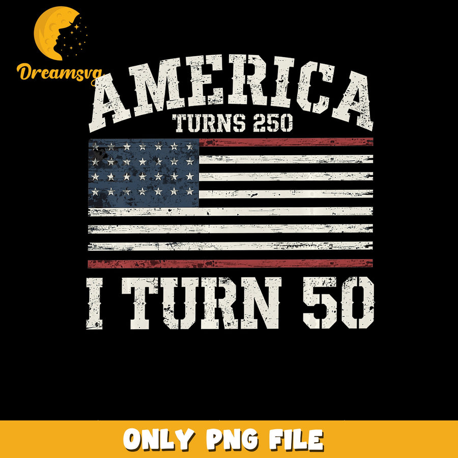 America 250th Birthday, 50 Years Old, Patriotic PNG