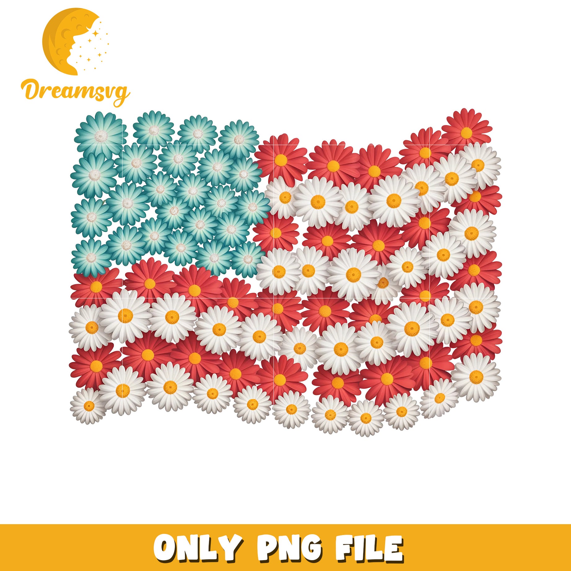 America flower png, usa floral design png, red white blue flower png