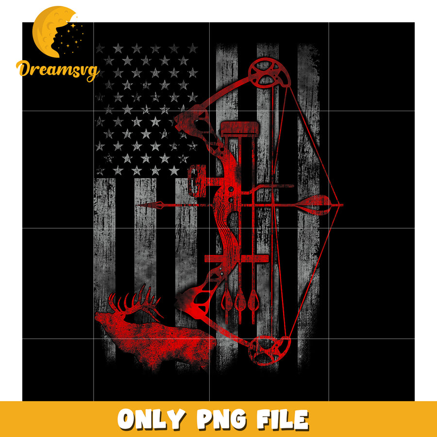 American Flag Bow Hunting PNG Design