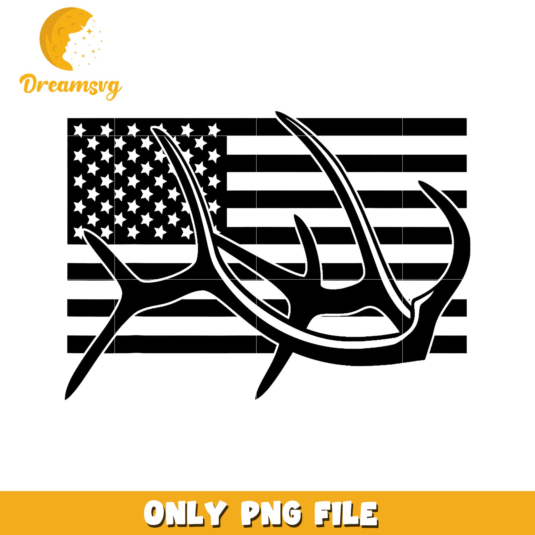 American Flag Deer Antlers PNG