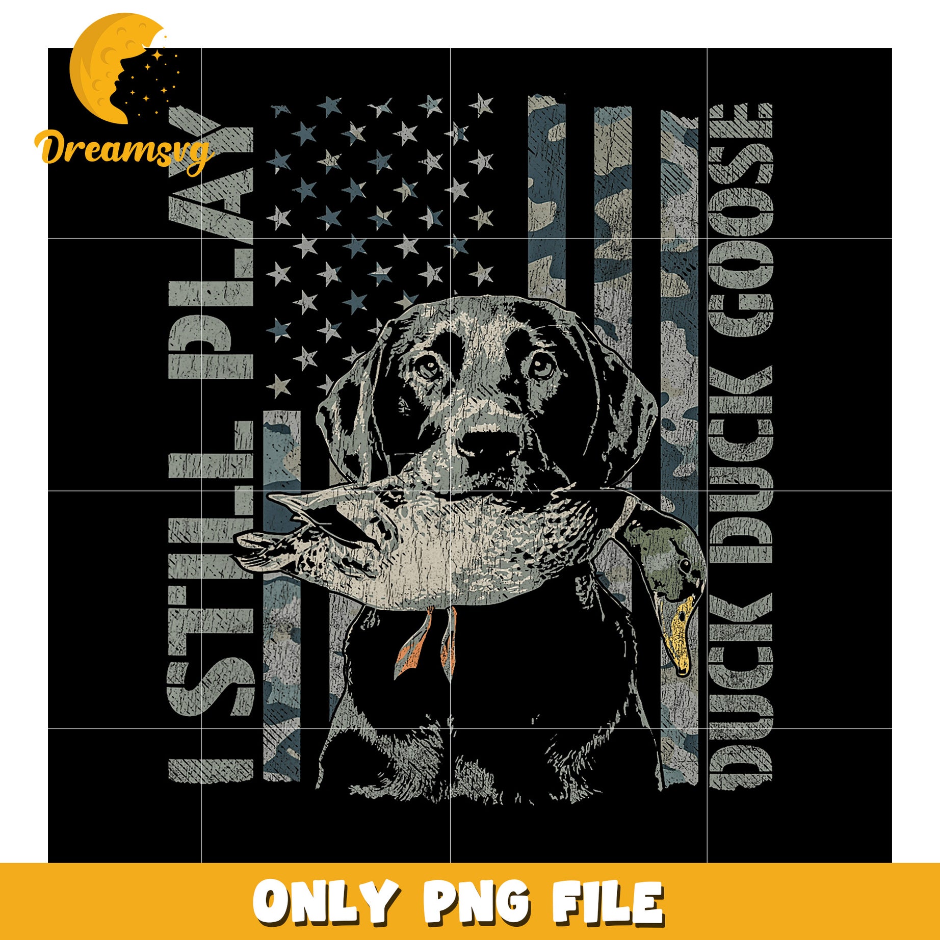 American Flag Duck Hunting Dog PNG