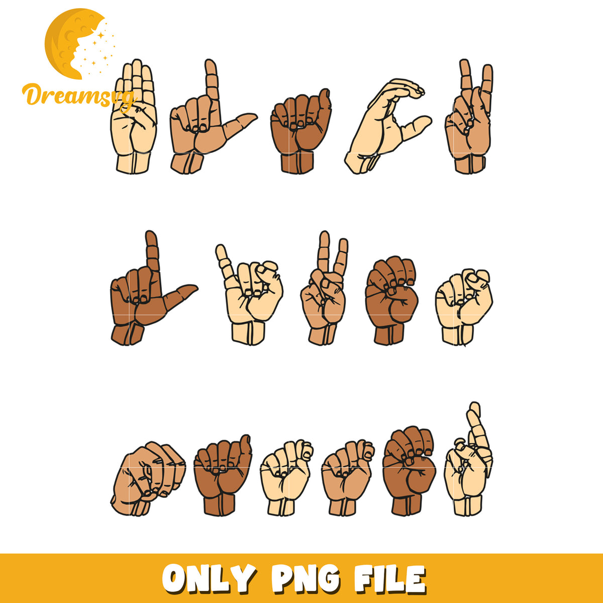 Mega Sign Language American Sign Language PNG Handshapes – DreamSVG Store