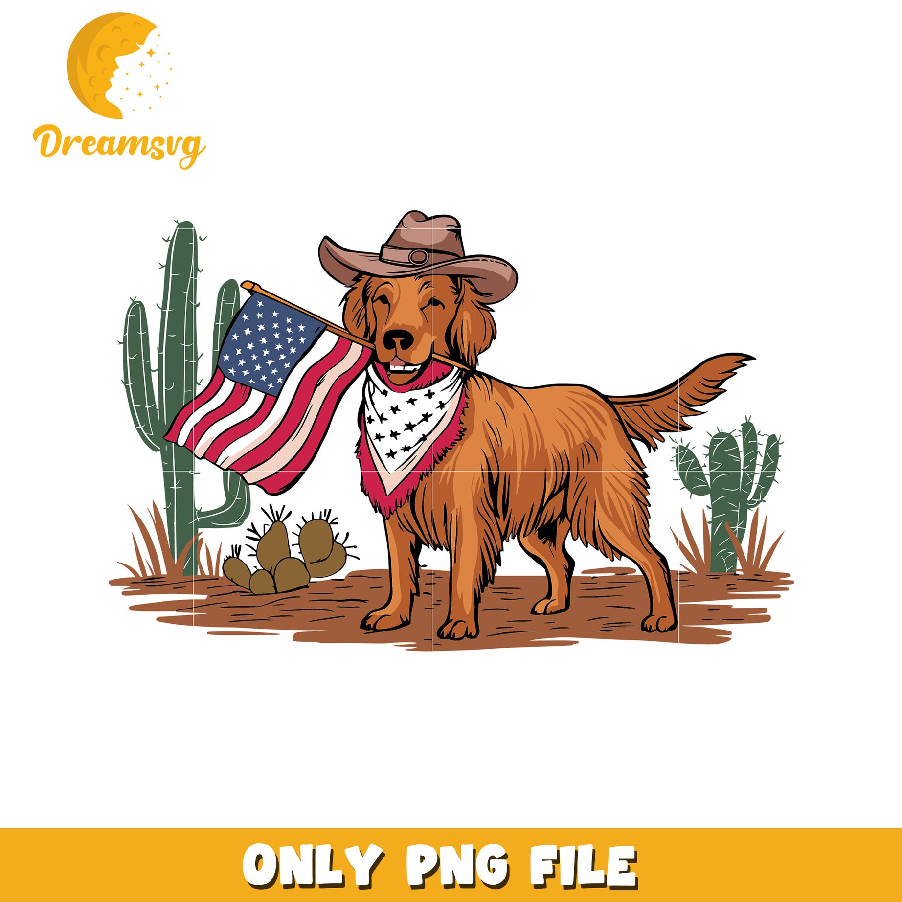 American flag and cowboy dog png, usa flag png, western pet png