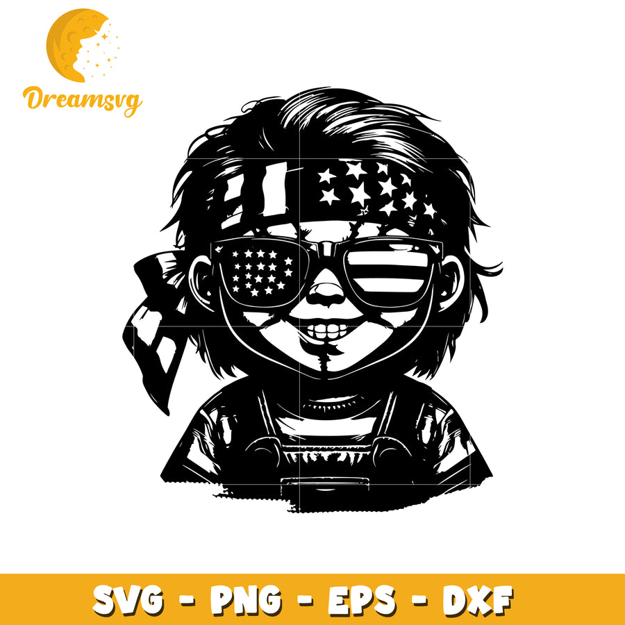 American flag kid cut file svg, chucky doll svg, american flag svg