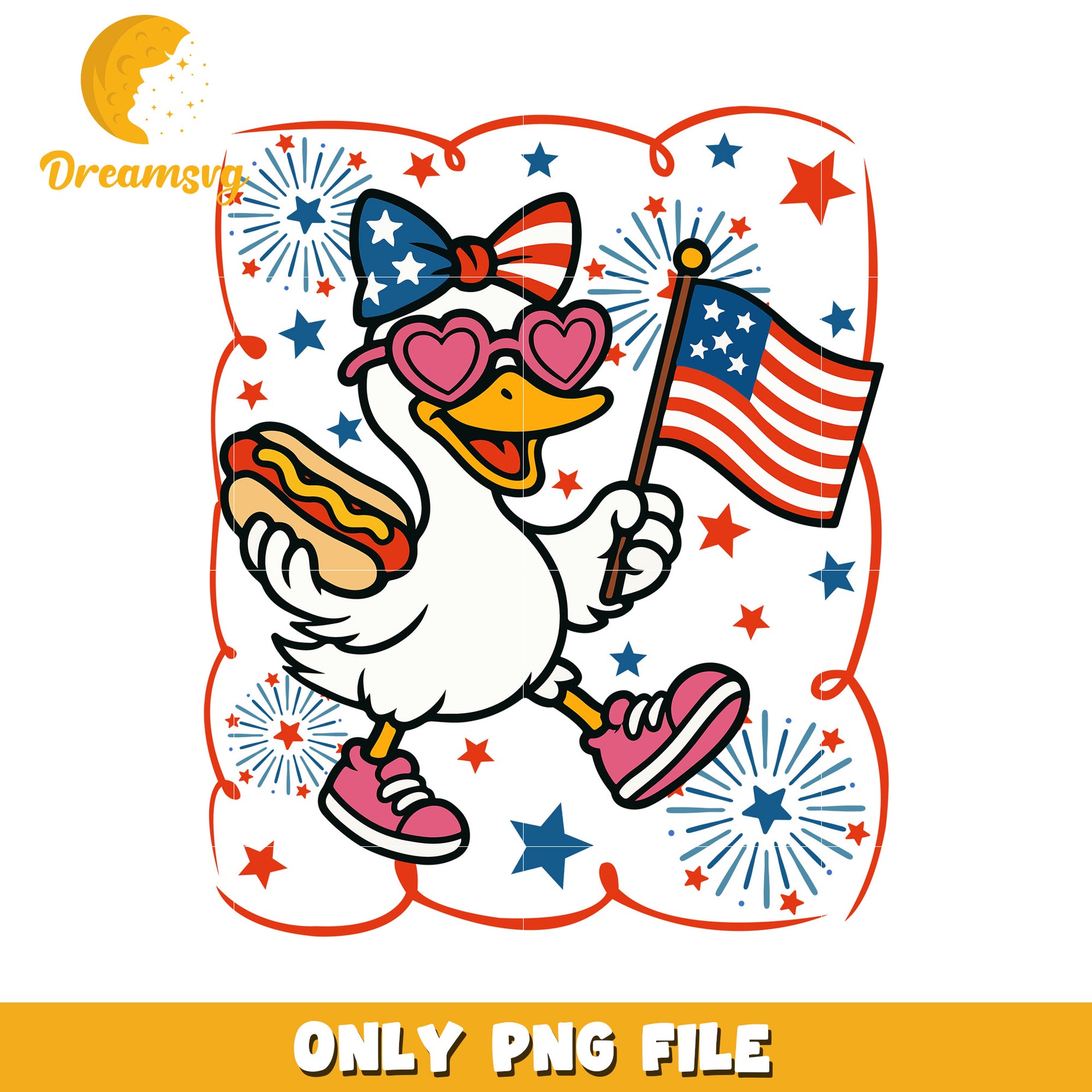 American girl goose design png, patriotic girl png, usa pride png