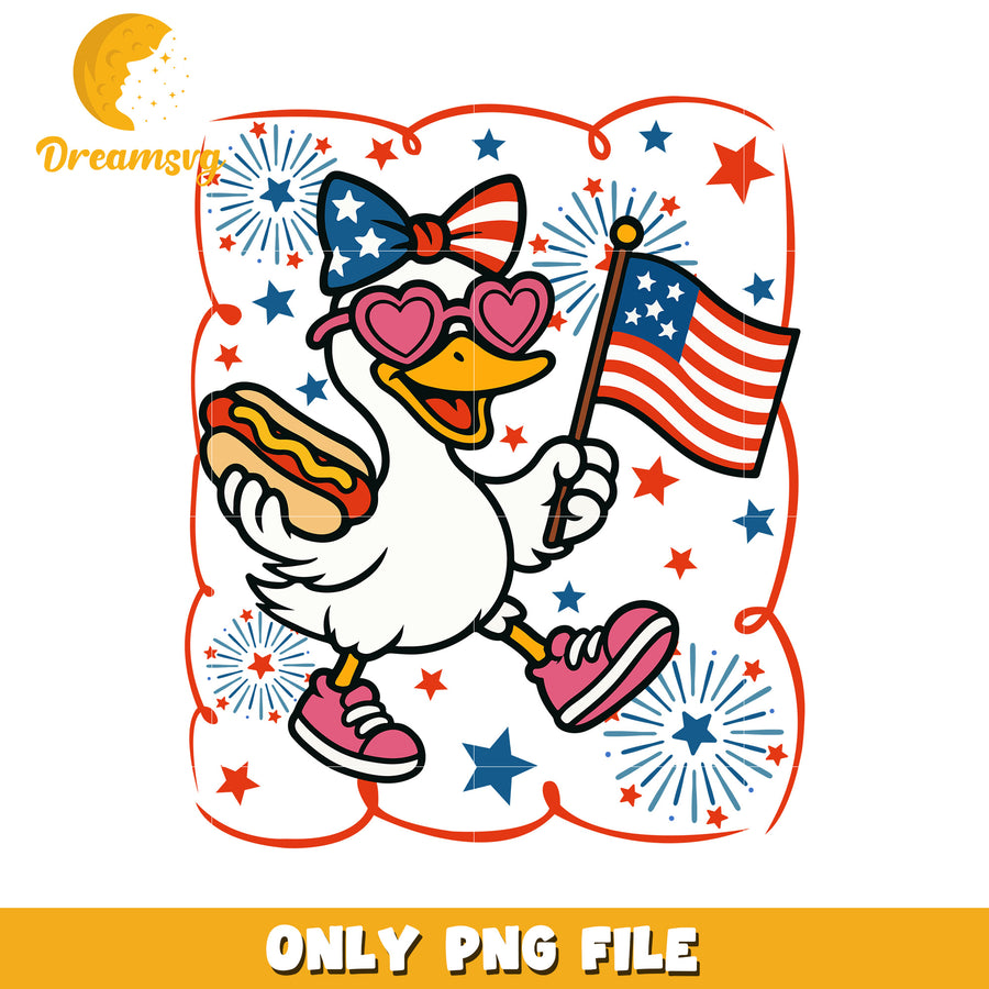 American girl goose design png, patriotic girl png, usa pride png