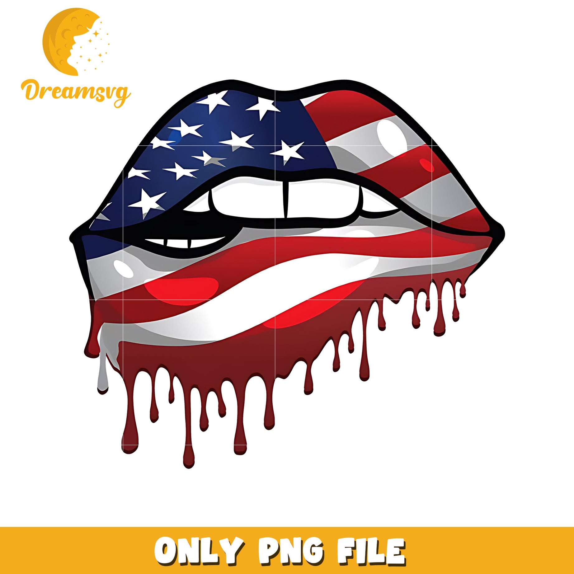 American lips png, patriotic lips design png, red white and blue lips png