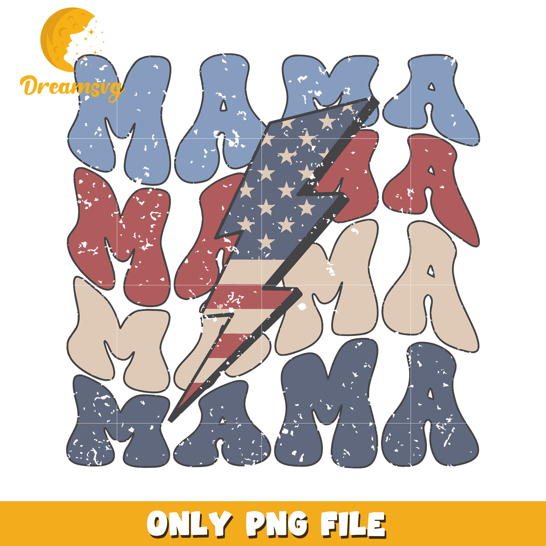 American mama illustrations png, loving mom art png, usa pride png