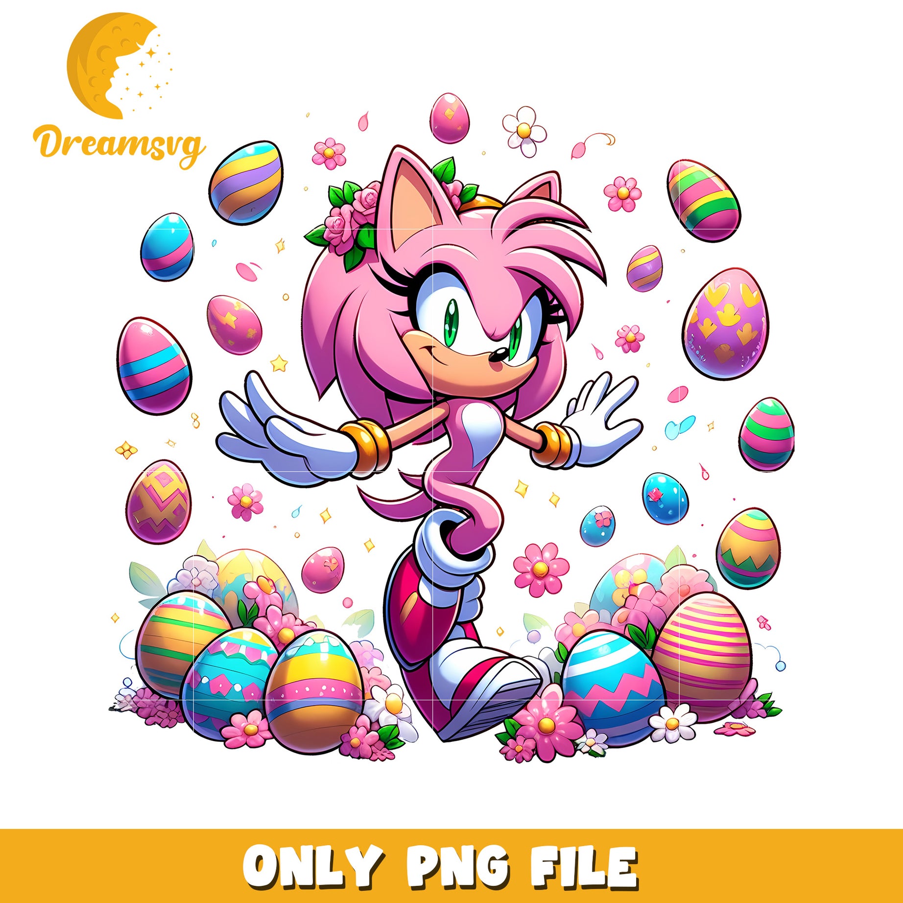 Amy Rose character easter eggs png, easter day png, cartoon png