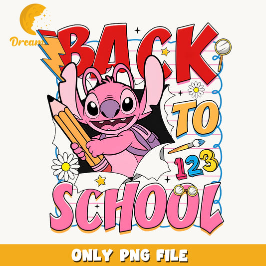 Angel Stitch Back To School PNG, Disney Stitch PNG, School PNG