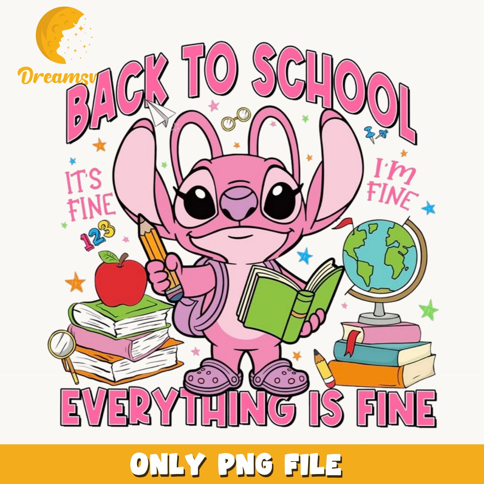 Angel Stitch Back To School PNG, Everything Is Fine PNG, Disney PNG