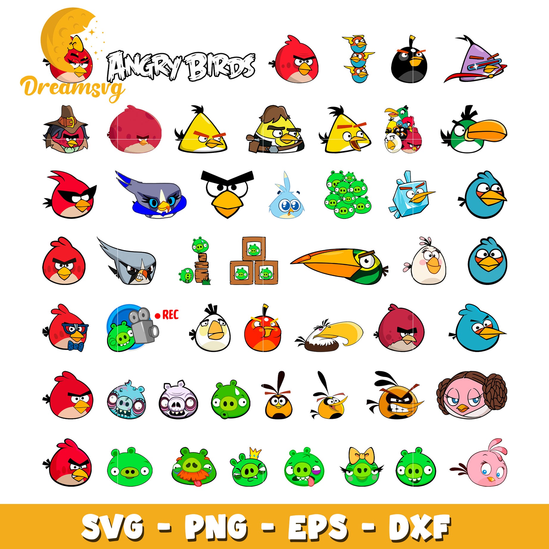 Members angry birds design bundle svg, angry birds characters​ svg