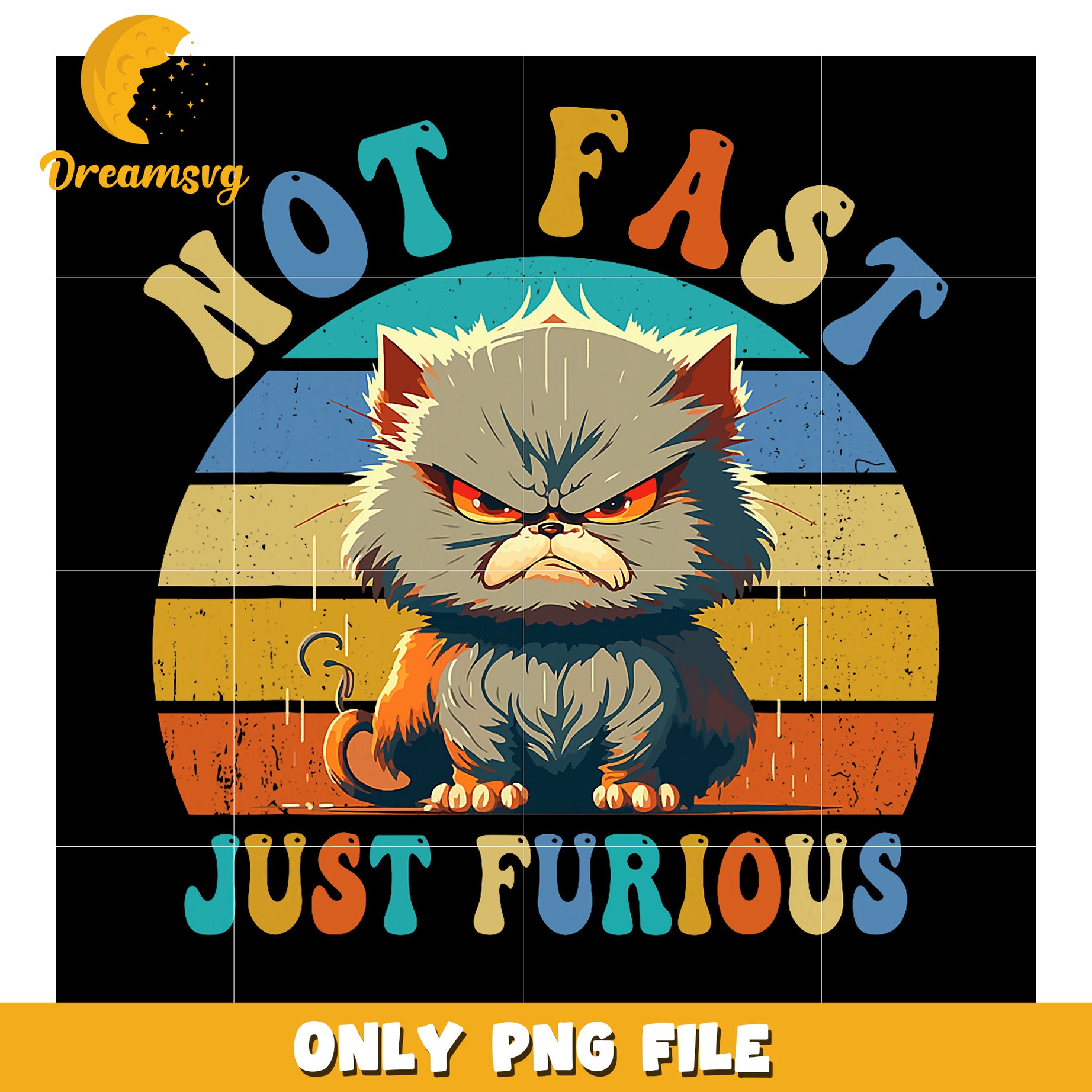 Angry Cat Retro Vintage PNG Design