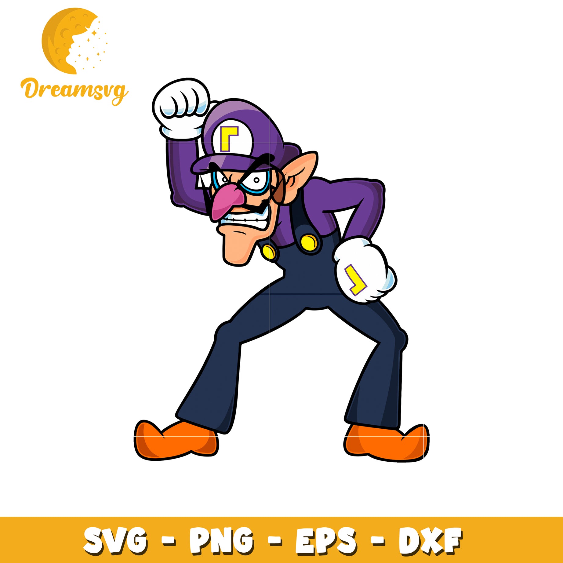 Angry Waluigi SVG PNG EPS DXF Cut File