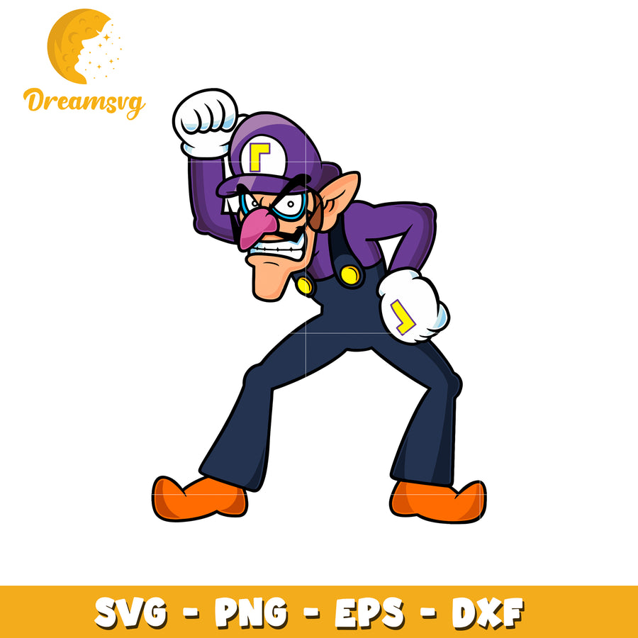 Angry Waluigi SVG PNG EPS DXF Cut File