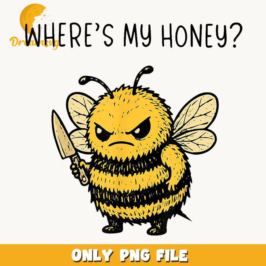 Angry Bee PNG, Where's My Honey, Funny Design PNG