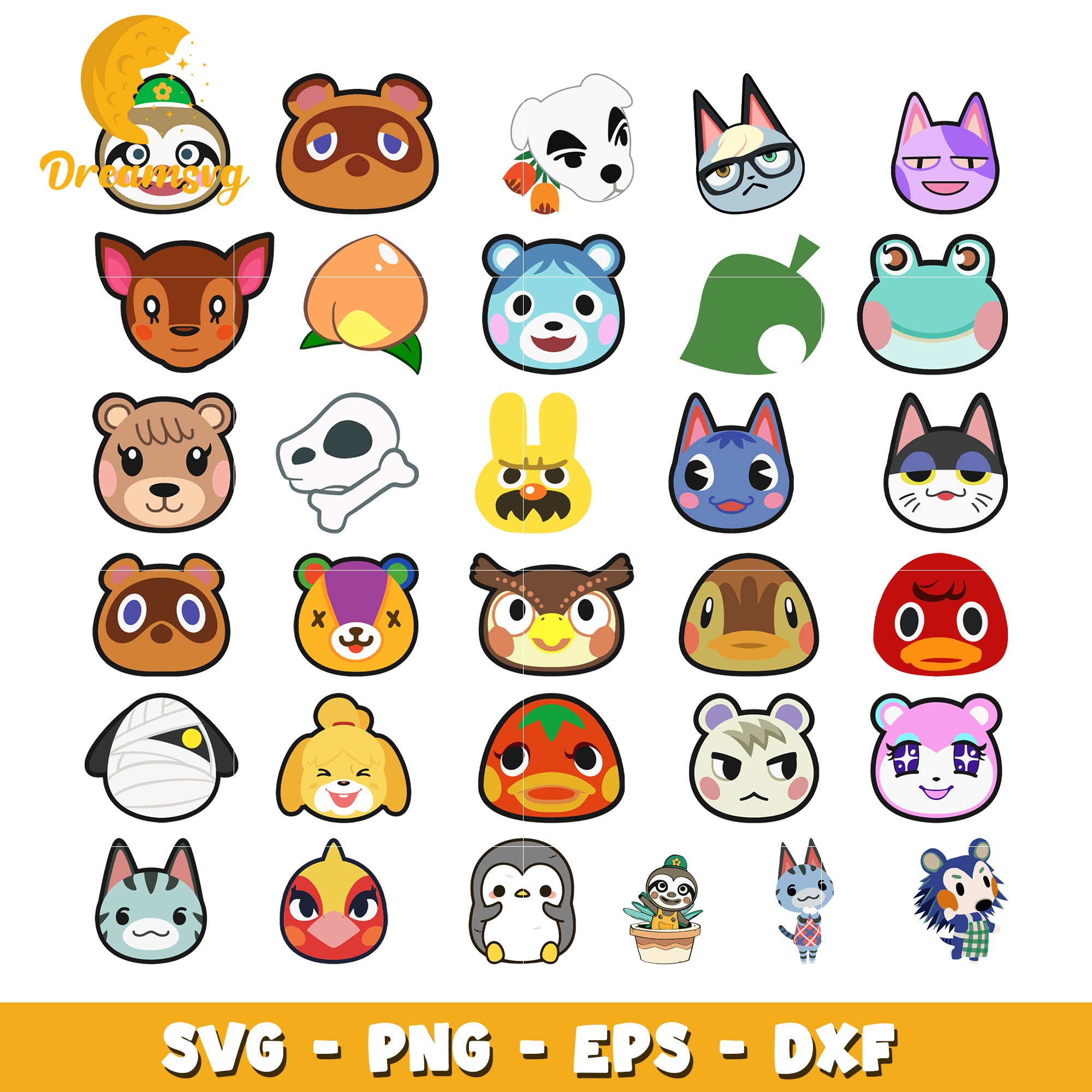 Animal Crossing Characters Face Bundle Svg Animal Crossing Movie Svg