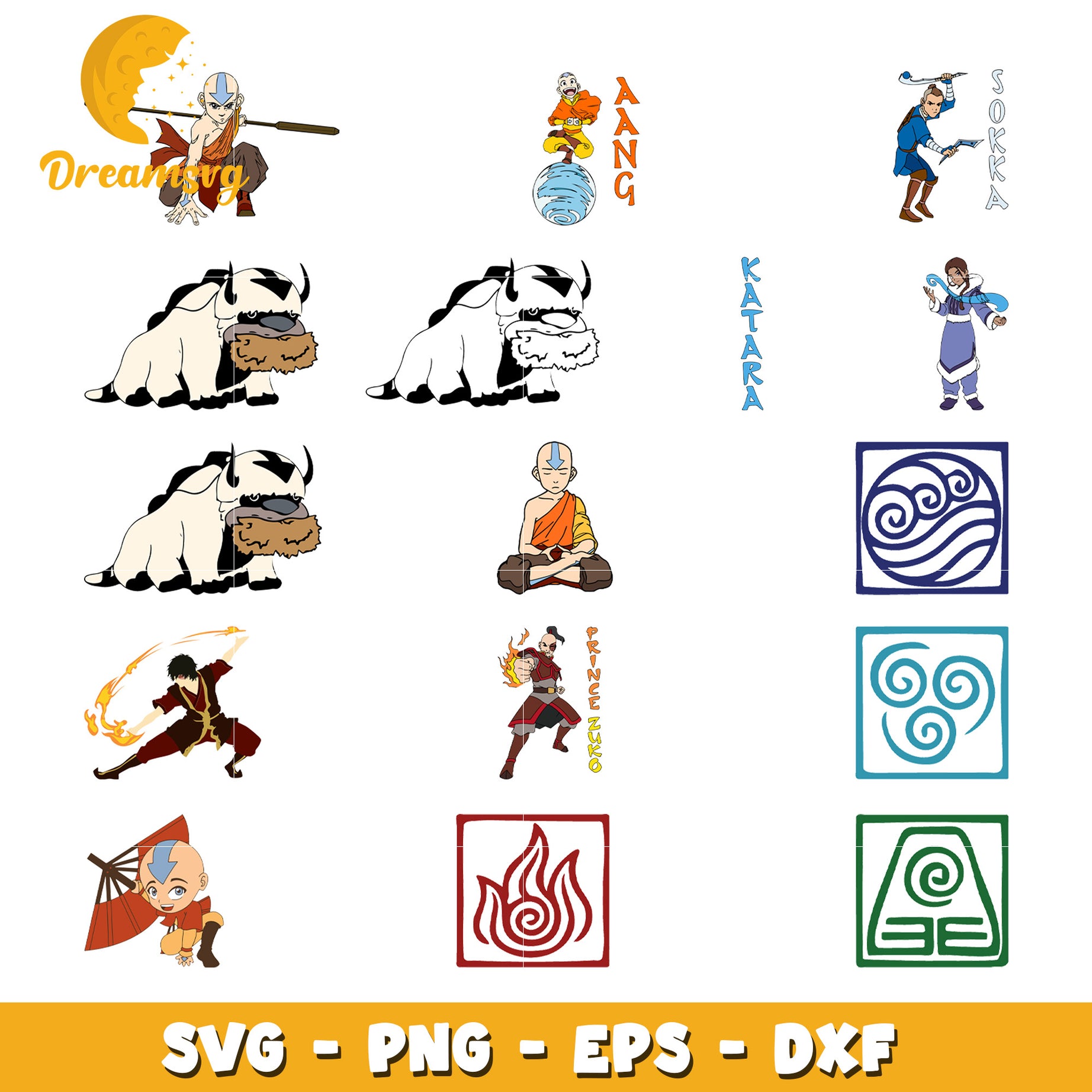 Avatar ang anime characters bundle svg, ang from avatar​ svg