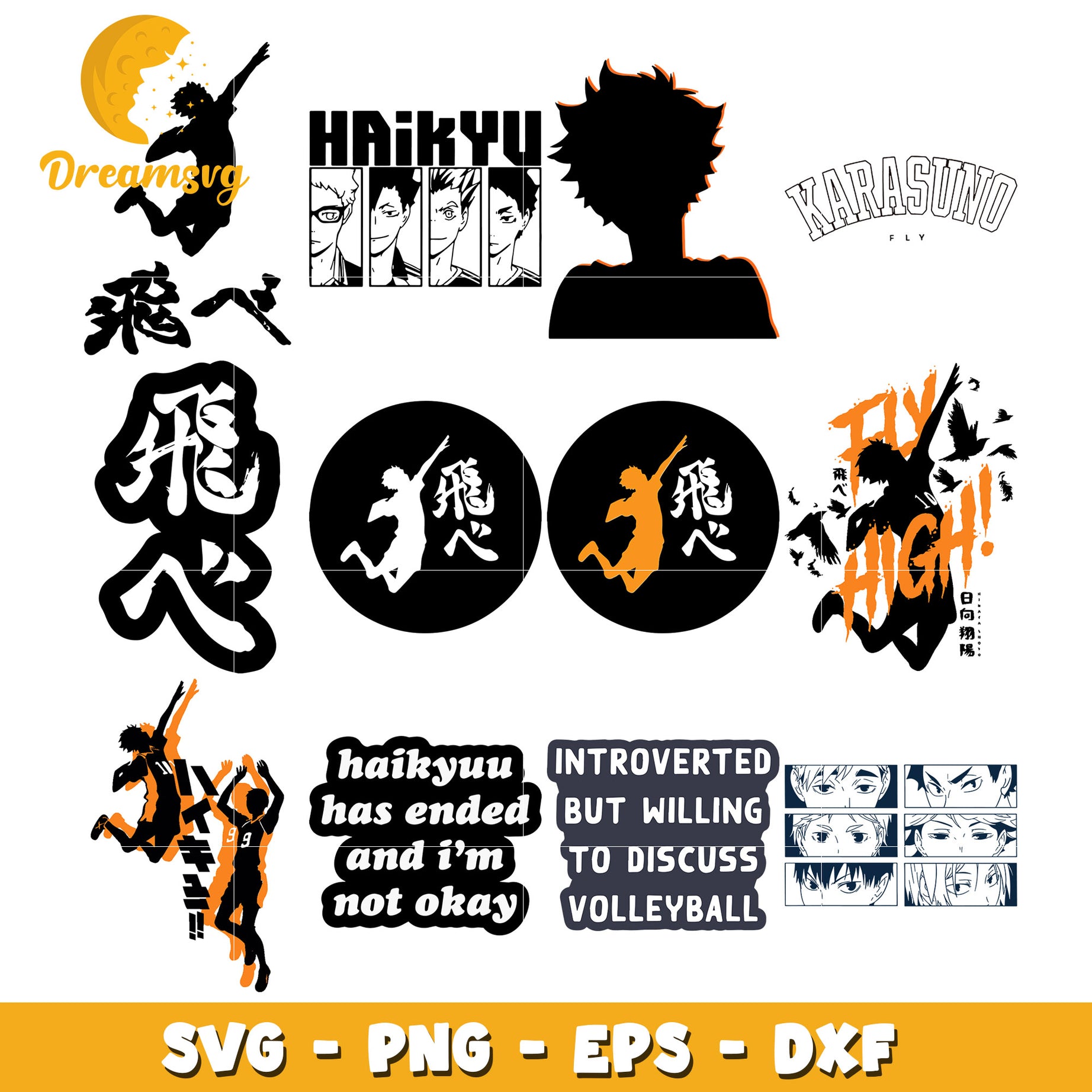 Haikyuu volleyball symbol design bundle svg, haikyu logo​ svg