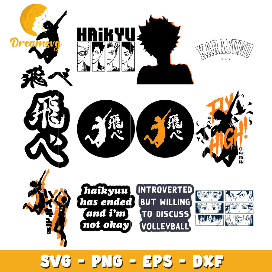Haikyuu volleyball symbol design bundle svg, haikyu logo​ svg