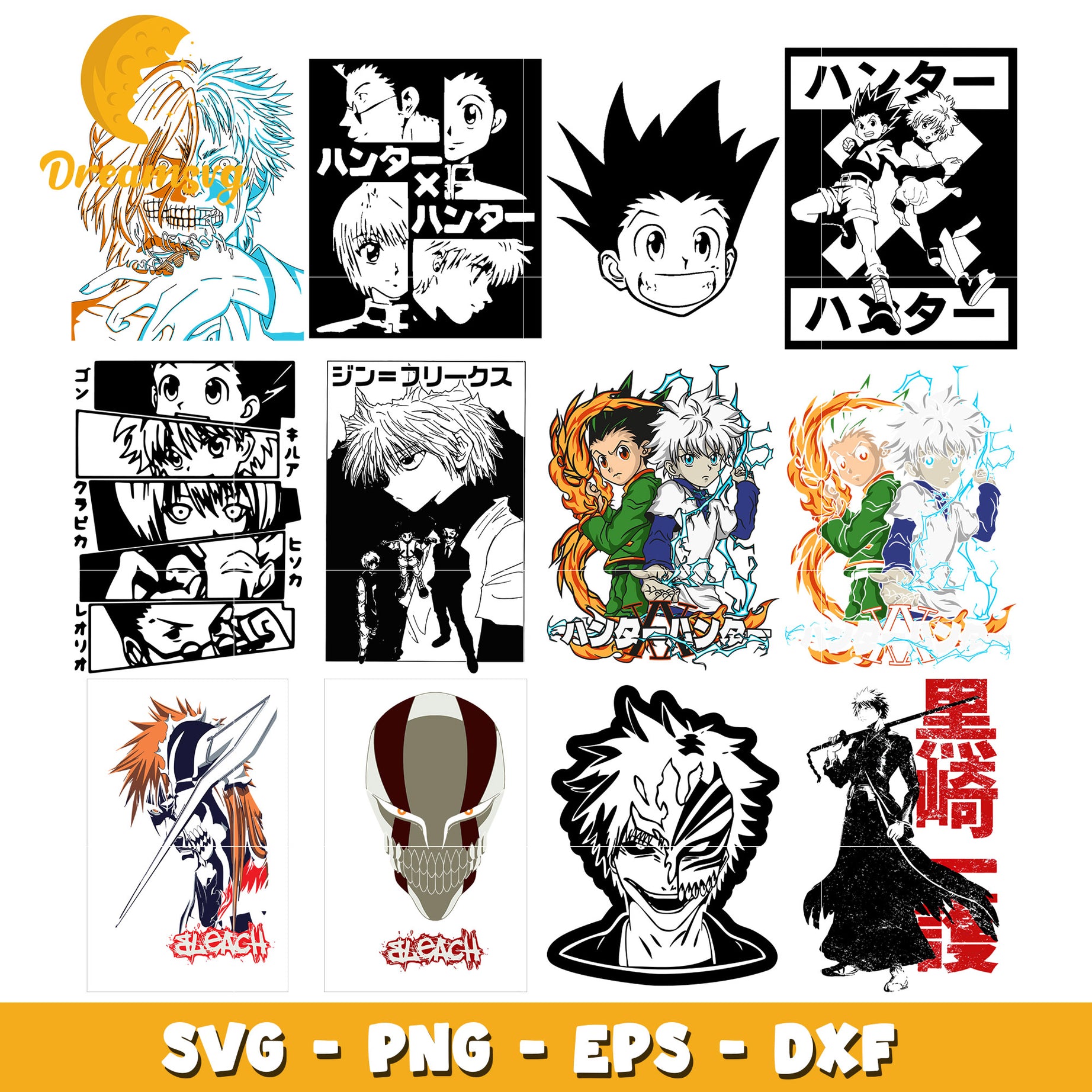 Gon and killua anime bundle svg, hunter x hunter​ svg